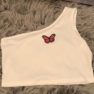 White Butterfly Tank Top
